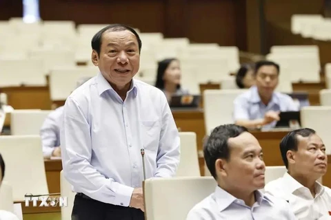 Minister of Culture, Sports and Tourism Nguyen Van Hung answers NA deputies question on August 21 (Photo: VNA)