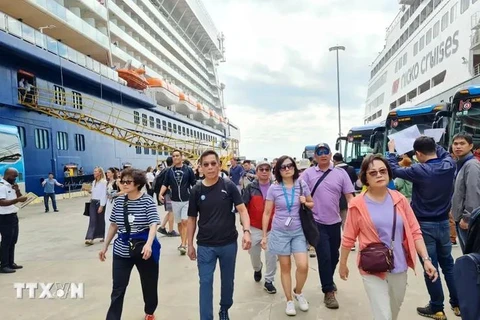 Tourists at the international cruise port in Ha Long city of Quang Ninh province (Photo: VNA)