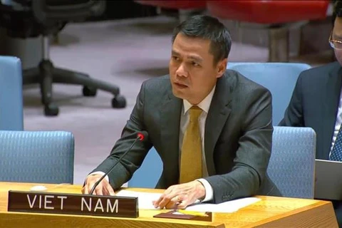 Ambassador Dang Hoang Giang, Permanent Representative of Vietnam to the United Nations (UN) speaks at the open debate on August 21. (Photo: VNA)