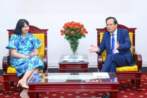 Meeting between Minister of Labour, Invalids and Social Affairs Dao Ngoc Dung (R) and Romanian Ambassador to Vietnam Cristina Romila (Photo: VietnamPlus)