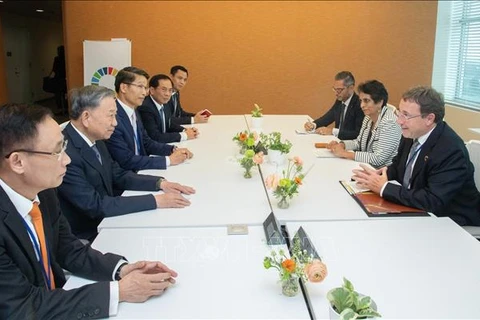 At a working session between Party General Secretary and State President To Lam and UNDP Administrator Achim Steiner in New York (Photo: VNA)