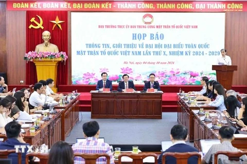 Press conference announcing the organisation of the 10th National Congress of the Vietnam Fatherland Front (Photo: VNA)