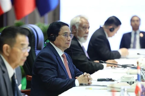 Prime Minister Pham Minh Chinh at the 14th ASEAN-United Nations Summit in Vientiane on October 11. (Photo: VNA)