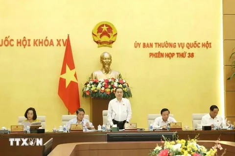 NA Chairman Tran Thanh Man speaks at the 38th session of the NA Standing Committee on October 14 morning. (Photo: VNA)