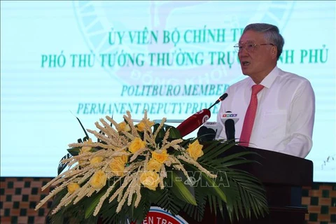 Permanent Deputy Prime Minister Nguyen Hoa Binh addresses the conference. (Photo: VNA)