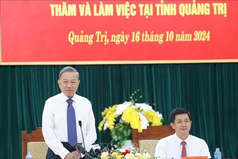 Party General Secretary and State President To Lam speaks at the event. (Photo: VNA)