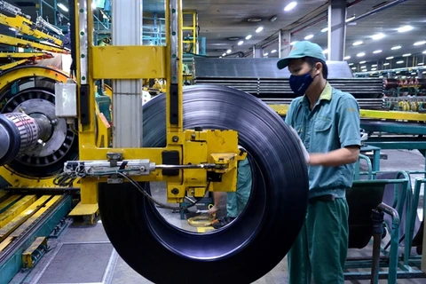 The post product inspection process at a factory of Da Nang Rubber JSC. Support policies are necessary to achieve the GDP target of 7% for the whole year. (Photo: VNA)