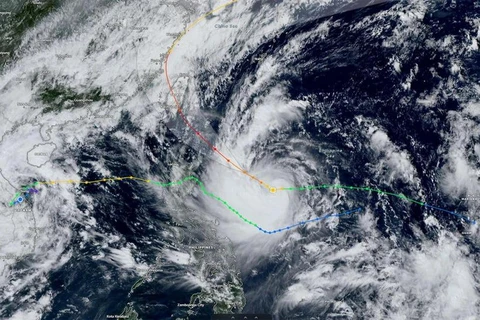 A satellite image of Kong-rey on October 29. (Source: zoom.Earth)