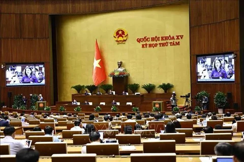 At a discussion of the National Assembly's eighth session (Photo: VNA)