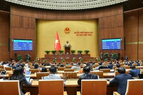 The 15th National Assembly (NA) adopts the Law on People's Air Defence on November 27. (Photo: VNA)