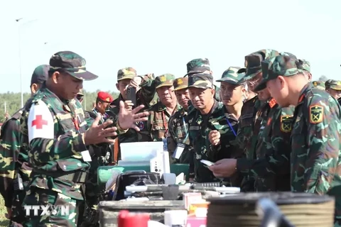 Una exhibición de equipos de rescate y socorro del Ejército Popular de Laos en el ejercicio (Foto: VNA)