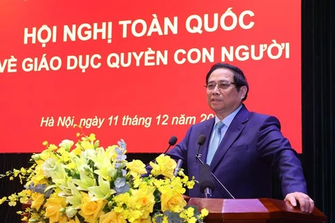 El primer ministro de Vietnam, Pham Minh Chinh, interviene en la cita (Foto: VNA)