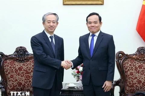 Le vice-Premier ministrre Tran Luu Quang (droite) et l'ambassadeur de Chine au Vietnam Xiong Bo. Photo ; VNA