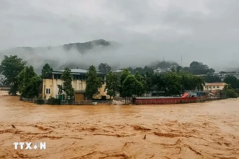 Le typhon Yagi et sa circulation ont déclenché des pluies torrentielles dans toute la région du Nord, en particulier dans les provinces montagneuses du Nord du Vietnam, entraînant de lourdes pertes en vies humaines et en biens et affectant gravement les activités économiques et la vie des populations. Photo : VNA