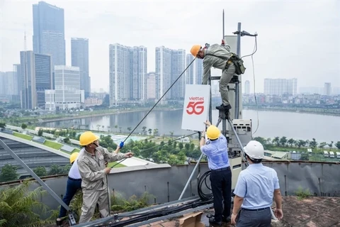 Une station de transmission 5G du groupe Viettel à Hà Nội. Photo avec l'aimable autorisation du groupe Viettel)