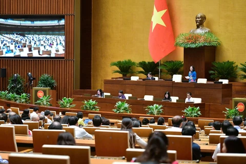 越南第十五届国会第八次会议讨论《未成年人司法》（草案）。图自越通社