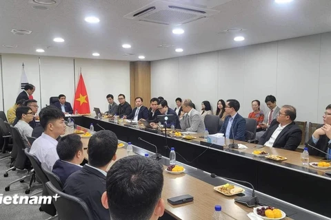 La séance de travail entre le ministre du Plan et de l'Investissement Nguyen Chi Dung et le Réseau d'innovation vietnamien en République de Corée. Photo: VNA