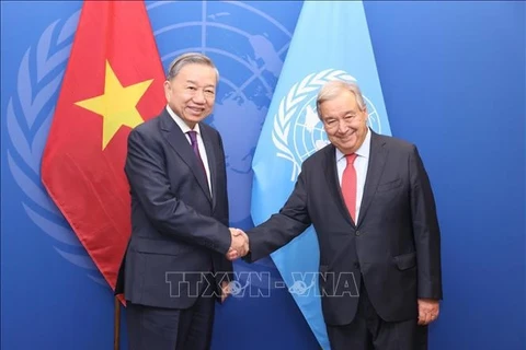 Le dirigeant To Lam et le secrétaire général de l'ONU António Guterres. Photo: VNA