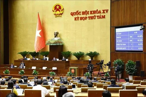 越南第十五届国会第八次会议场景。图自越通社