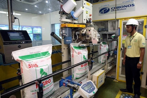 A production line of animal feed product at Binh Duong province. (Photo: VNA) 