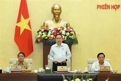 NA Chairman Tran Thanh Man speaks at the 36th session of the NA Standing Committee in Hanoi on August 23. (Photo: VNA)