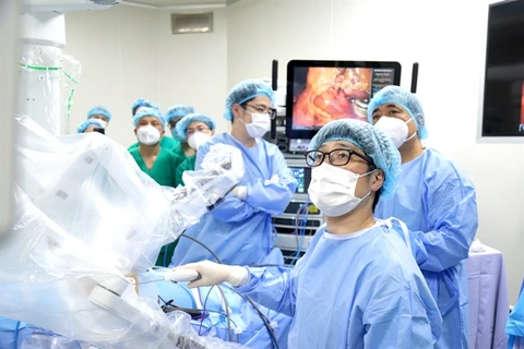 A robot-assisted laparoscopic surgery being performed at K Hospital. (Photo: courtesy of K Hospital) 