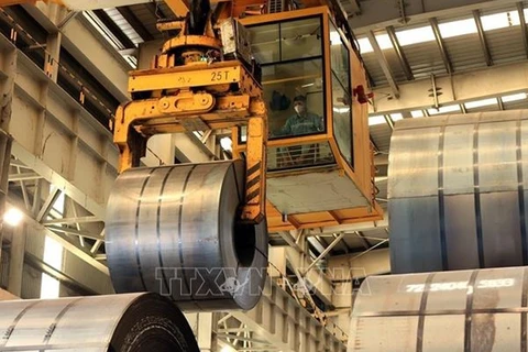 Steel products at Hoa Phat Dung Quat Steel Joint Stock Company. ( Photo: VNA)