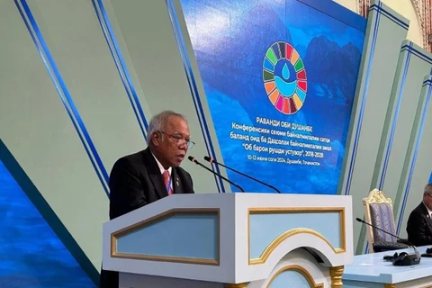 Indonesian Minister of Public Works and Public Housing Basuki Hadimuljono delivers a speech at the Third High-Level International Conference on International Decade for Action "Water for Sustainable Development" being in Dushanbe, Tajikistan. (Photo: ANTARA)