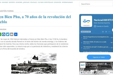 Radio Nacional Argentina publica el artículo para recuerdar de la victoria de Dien Bien Phu. (Fuente: VNA)