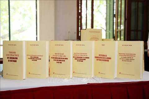 El libro "Algunas cuestiones teóricas y prácticas sobre el socialismo y el camino al socialismo" del secretario general del Partido Comunista de Vietnam, Nguyen Phu Trong. (Fuente: VNA)