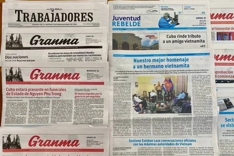 El diario Granma, órgano oficial del Comité Central del Partido Comunista de Cuba, dedica espacio a conmemoración del secretario general Nguyen Phu Trong. (Fuente: VNA)