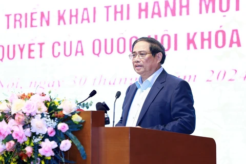 El primer ministro de Vietnam, Pham Minh Chinh, en el evento. (Fuente; VNA)