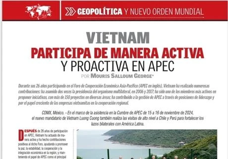 墨西哥学术论坛、墨西哥记者之声Voces Del periodista发表题为《越南始终积极主动参与并为APEC做出贡献》的文章。屏幕截图