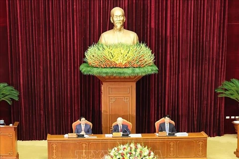 Le secrétaire général du Parti, Nguyen Phu Trong, préside le 9e Plénum. Photo: VNA
