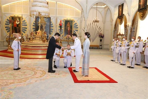L'ambassadeur du Vietnam en Thaïlande, Pham Viet Hung, présente ses lettres de créance au roi de Thaïlande, Maha Vajiralongkorn Phra Vajiraklaochaoyuhua. Photo: VNA