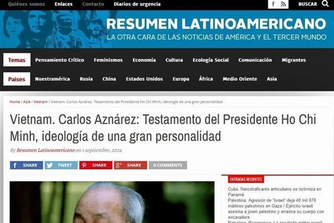 Article sur le Président Hô Chi Minh publié par le site Resumen Latinoamericano. Photo: capture d'écran