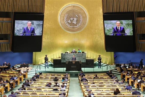 Le secrétaire général du Parti communiste du Vietnam (PCV) et président vietnamien, To Lam, prononce un discours lors du débat général de la 79e session de l’Assemblée générale de l’ONU. Photo: VNA