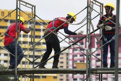 Travailleurs étrangers à Singapour. Photo : Straits Times