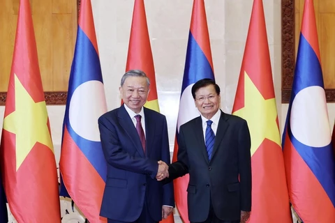 Top leaders of Vietnam and Laos hold talks in Hanoi