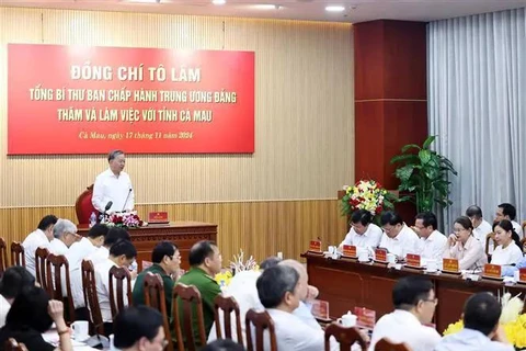 Party General Secretary To Lam speaks at the meeting. (Photo: VNA)