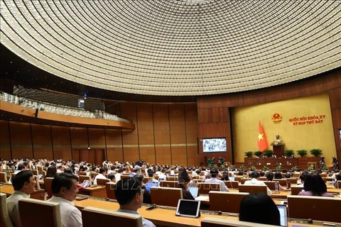 5月29日下午国会继续讨论经济社会和国家预算等问题。图自越通社