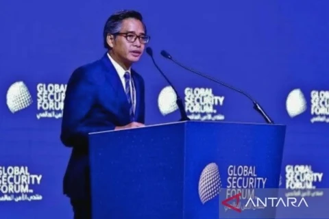 Indonesia's Deputy for International Cooperation of BNPT, Andhika Chrisnayudhanto, at the 2024 Global Security Forum (GSF) conference in Doha, Qatar, on May 21, 2024. (Photo: https://en.antaranews.com) 