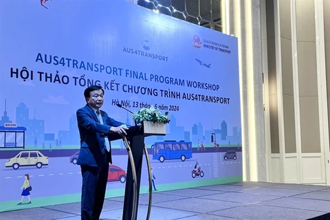 Deputy Minister of Transport Nguyen Danh Huy delivers a speech at the Aus4Transport final programme workshop held on Thursday afternoon in Hanoi by Vietnam’s Ministry of Transport and the Australian Embassy in Vietnam. (Photo: VNA)