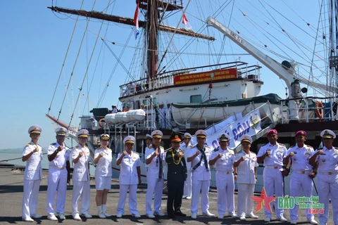 Sailing ship 286-Le Quy Don arrives in Indonesia (Photo: VNA)