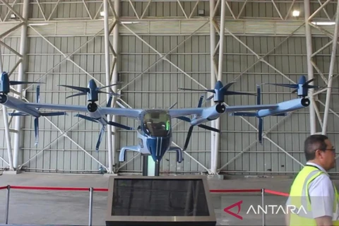 A flying taxi prototype at the Samarinda Airport in East Kalimantan on July 29, 2024. (Photo: httpen.antaranews.com) 