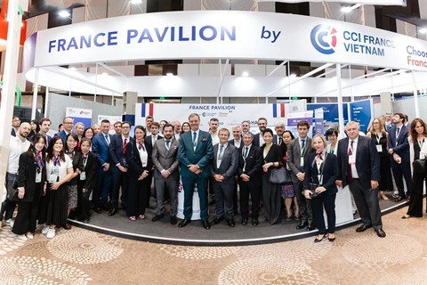 Many French companies participate in the Green Economy Forum & Exhibition (GEFE) 2024 in HCM City. The companies committed to supporting Vietnam's green growth and ambitious goal of achieving carbon net-zero emissions by 2050. ( Photo Courtesy of French Chamber of Commerce and Industry in Vietnam) 