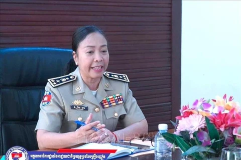 La general camboyana Chey Beaupha, vicepresidenta de la Asociación de Exalumnos de Camboya en Vietnam (CAVA) (Fuente: VNA)