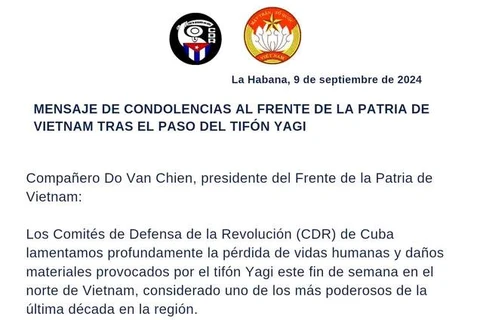 El mensaje que los CDR manda al Frente de la Patria de Vietnam (Fuente: Cortesía de los CDR)