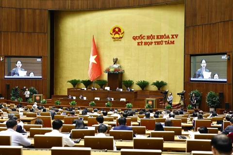 En la sesión de trabajo hoy de la Asamblea Nacional de Vietnam de la XV Legislatura (Fuente: VNA)