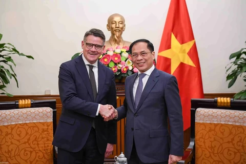 El viceprimer ministro y canciller de Vietnam, Bui Thanh Son y Boris Rhein, ministro-presidente del estado alemán de Hesse (Fuente: baoquocte.vn) 